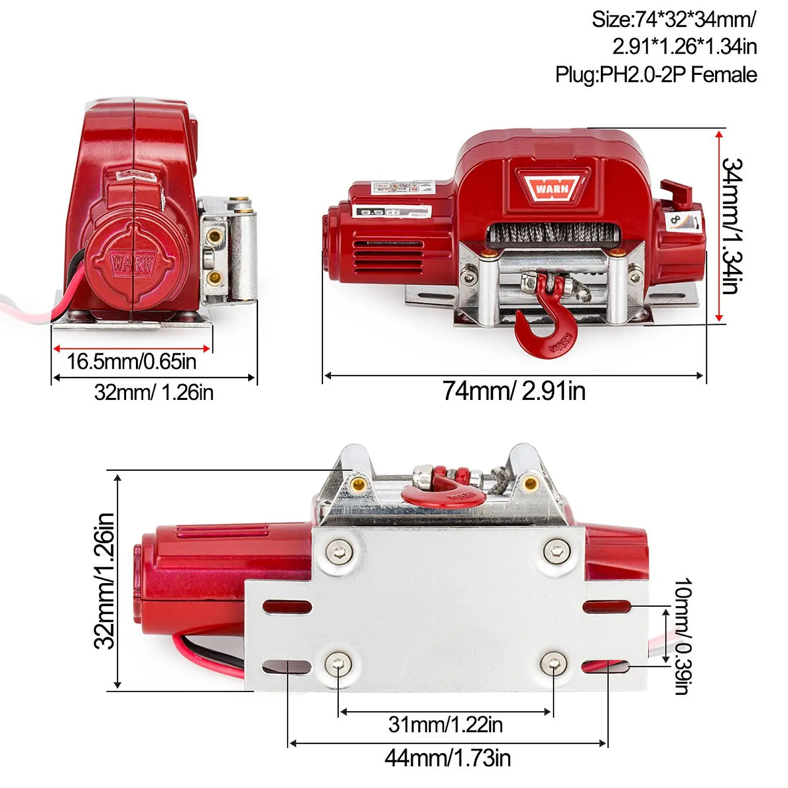 RC Lier Elektrische Metalen Lier Simulatie Elektrische Decoratie Reserve voor 1:10 RC Hobby Auto Crawler Model