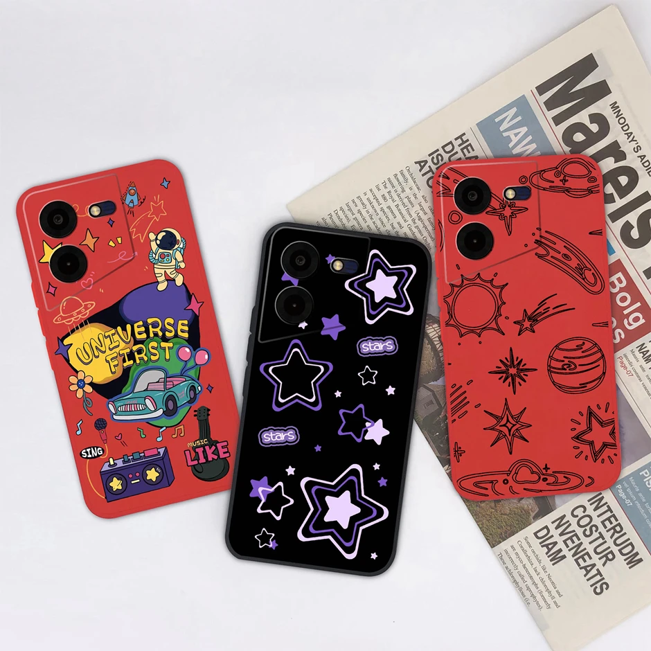 Hot Design For Tecno Pova 5 Pro Case Cute Cartoon Planet Astronaut Matte Silicone Soft Cover For TecnoPova5 5Pro Fundas Bumper