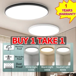 Lámpara de techo LED de 3 colores, luz de techo moderna redonda de 220V, 18/30/40w, para sala de estar, dormitorio, baño, cocina, decoración, luces de lujo