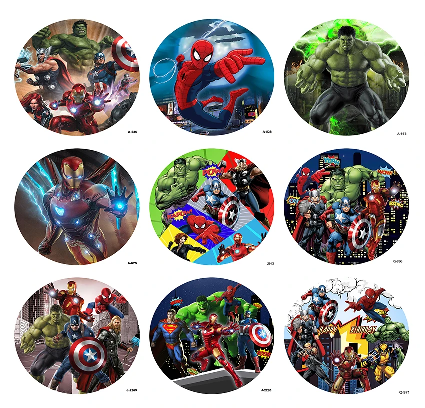 

The Avengers SuperHero Party Backdrops Elastic Cover Cylinder Birthday Photo Background Baby Shower Children's Photozone Wall