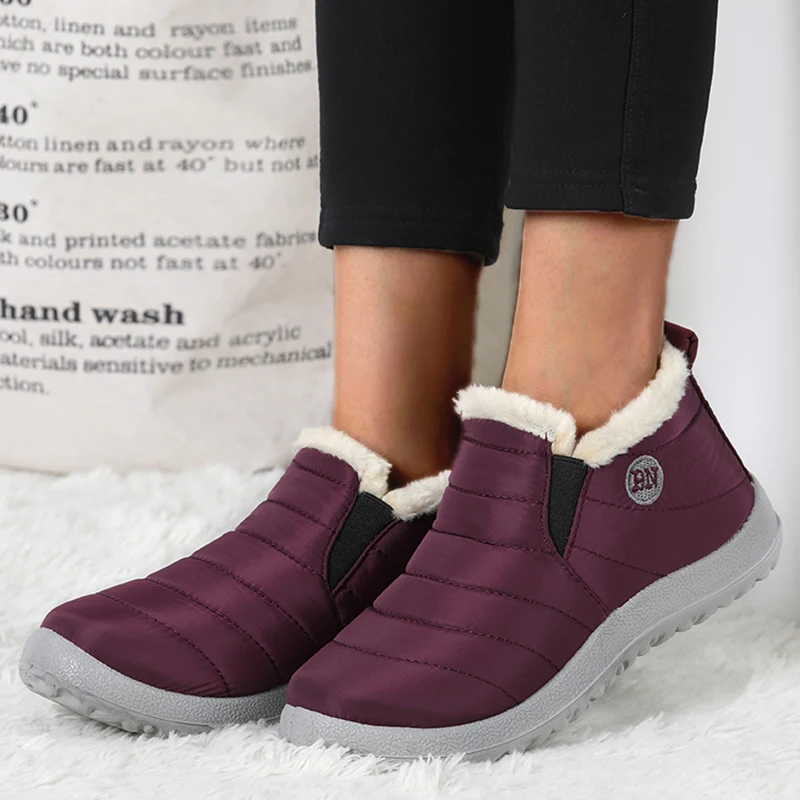 Shoes Winter Women Sneakers Waterproof New Slip On Shoes Ladies Comfortable Chunky Sneakers Solid Flat Shoes Woman Mujer