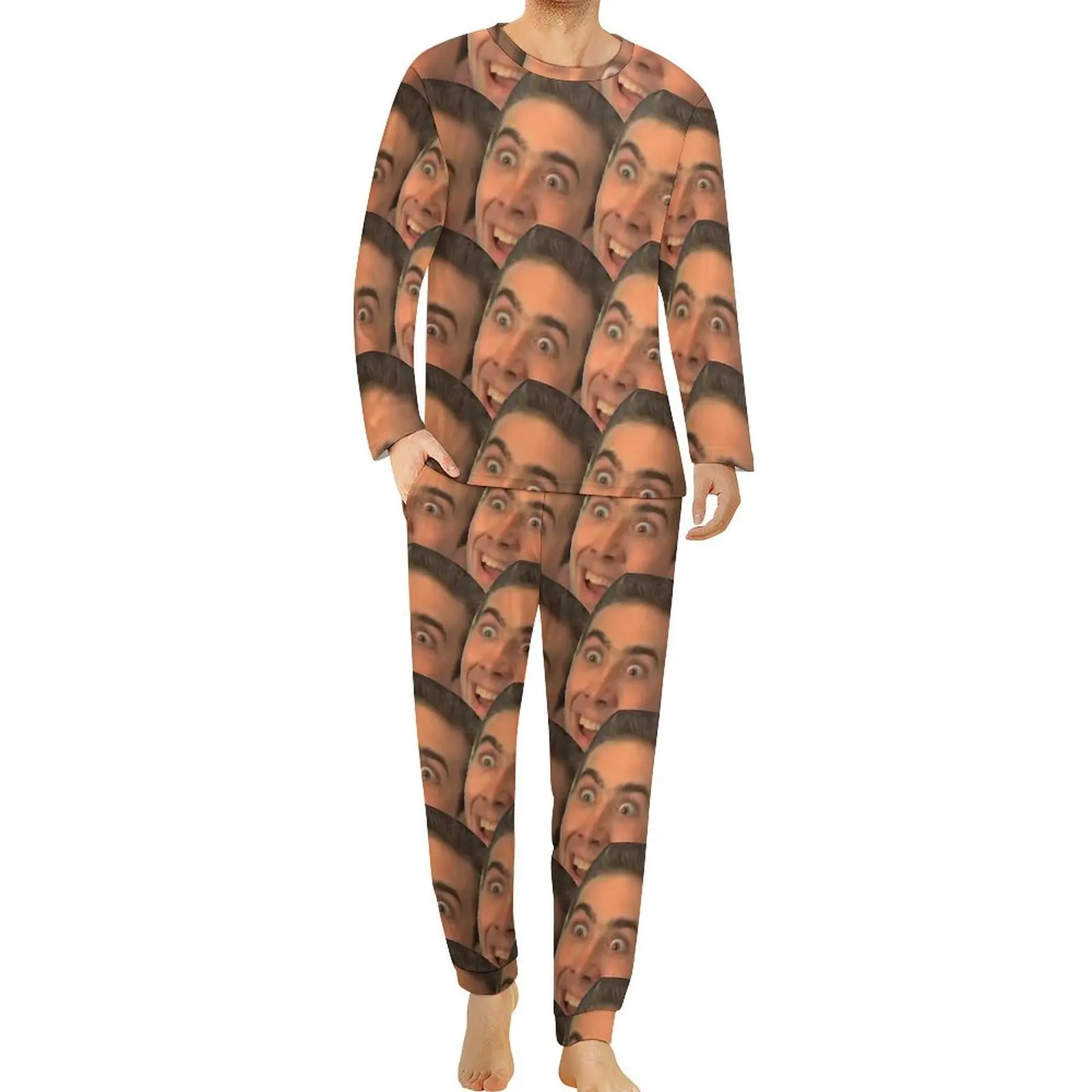 Meme Nicholas Cage Pajamas Hilarious Cage Male Long Sleeve Soft Pajama Sets Two Piece Home Autumn Custom Home Suit Birthday Gift