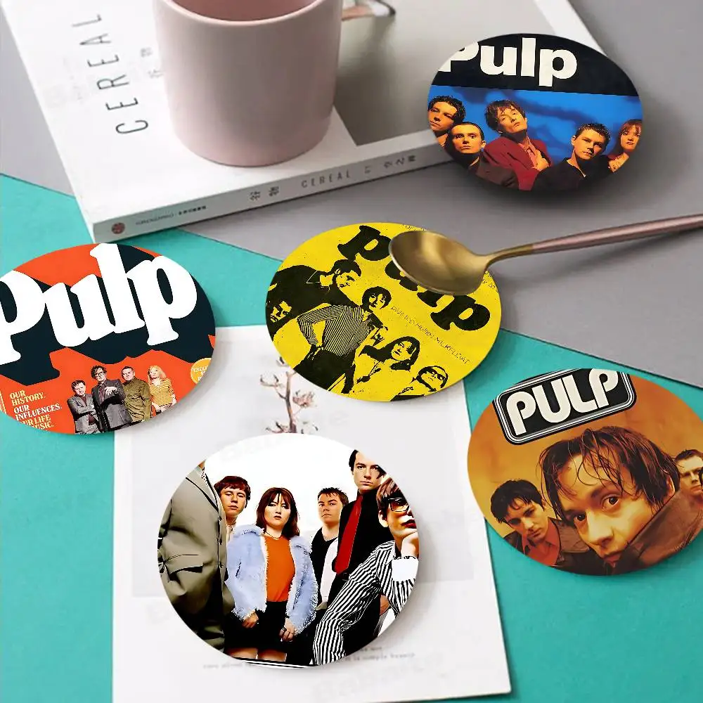 Alternative rock the P-pulp band Coasters Suitable for daily family gathering decoration, kitchen, anti-slip wooden coasters