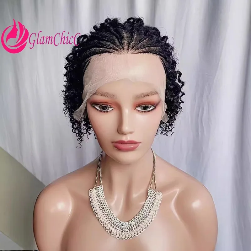 

Плетеные парики из натуральных волос с кружевной застежкой, без клея, 10/6 дюймов, натуральный черный цвет, 100% реплика Remy, волнистые, 13x4, от уха до уха