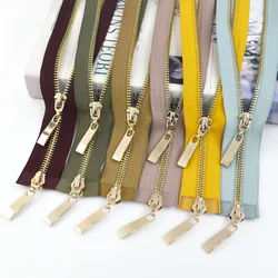 Meetee 80/100/120cm Double Slider 5# Metal Zipper for Jacket Coat Sewing Zippers Repair Kits DIY Clothing Auto Lock Zip Closure