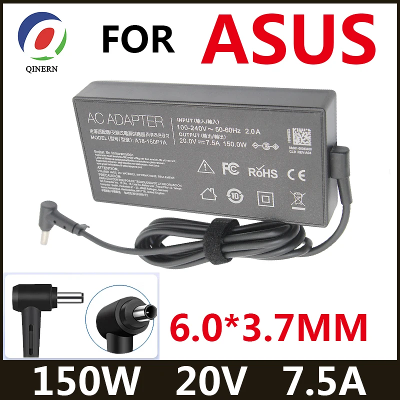 

20V 7.5A 150W 6.0*3.7mm Charger AC Notebook laptop adapter For ASUS Rog FX95D VX60G TUF Gaming A15 FX506lu FX705G FX86FE T9750