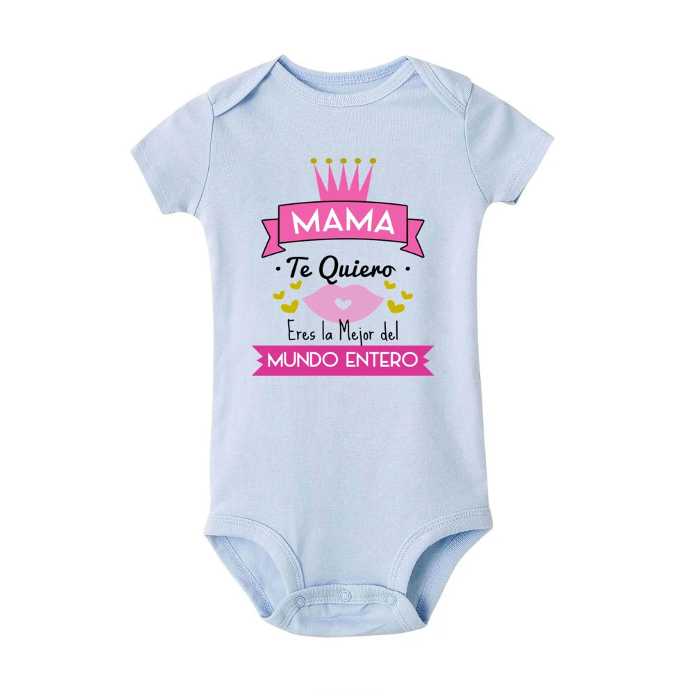 Body con estampado español para bebé, mono de manga corta para recién nacido, Mono para el día de la madre, traje de cumpleaños para mamá