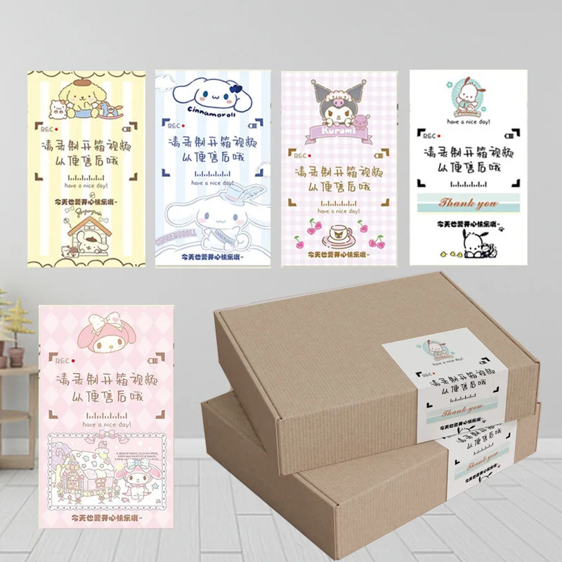 50Pcs/Set Kawaii Sanrio Long Sealing Sticker Sealing Warning Stickers Toy My Melody Hello Kitty Unboxing Label Express Sticker