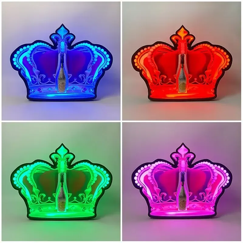 Creative Rechargeable LED Princess Crown Wine Bottles Presenter Colorful  Bar Nightclub VIP Champagne Wine Bottle glorifier