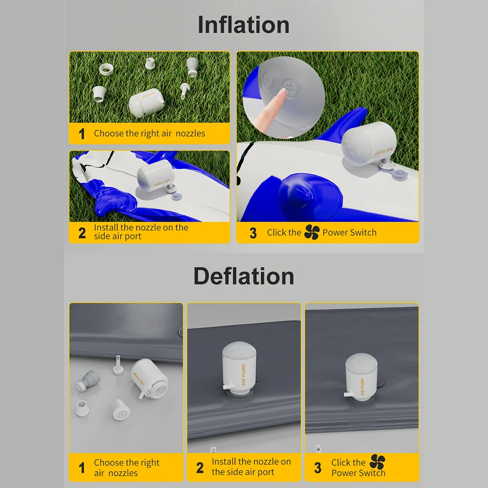 Quick Inflate Deflate For Camping Bed Illumination 3.5Kpa With LED Lantern Portable Tiny Pump For Outdoor Air Equip Compressor