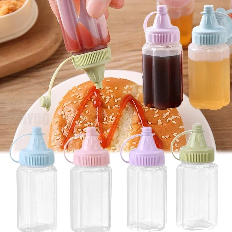 Mini botellas de salsa de 4 piezas, dispensador de condimentos, Ketchup, mostaza, ensalada, salsa, contenedor Bento, accesorios de cocina