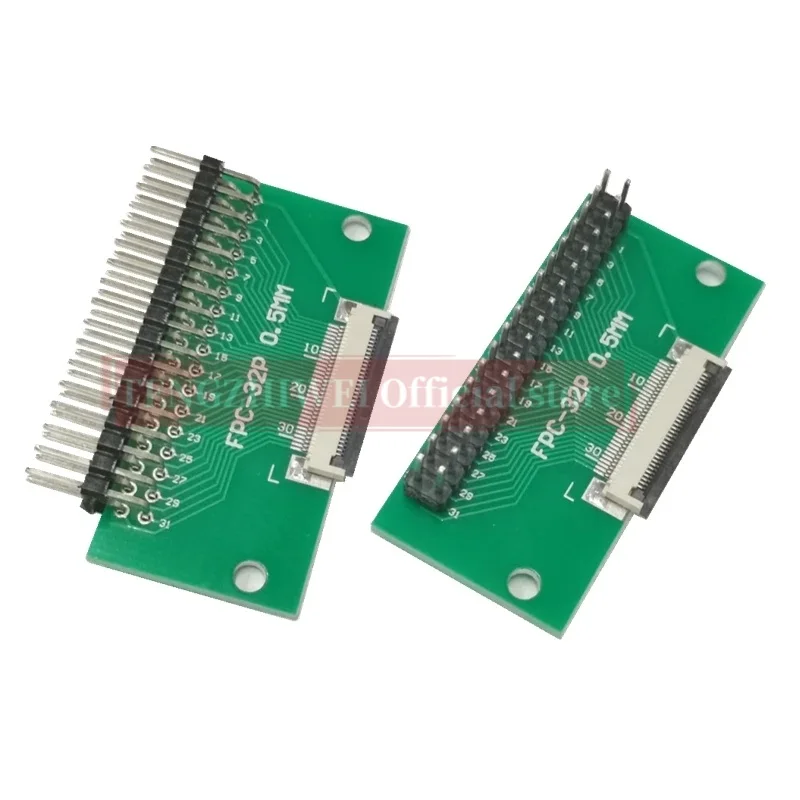 2 Stuks Ffc/Fpc Adapter Board 0.5Mm-32P Tot 2.54Mm Gelaste 0.5Mm-32P Flip-Top Connector Gelaste Rechte En Gebogen Pin Headers