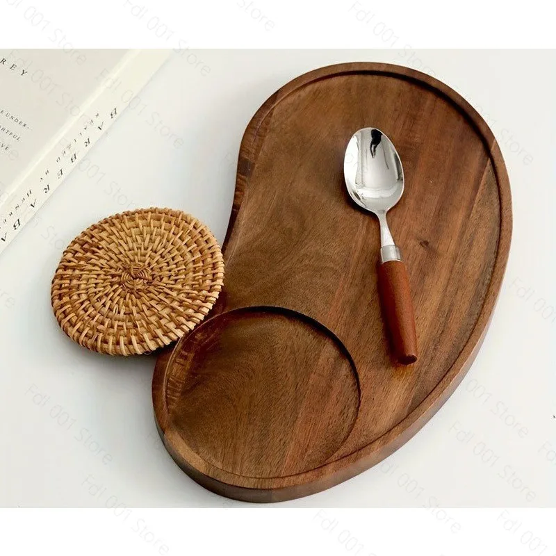 Wooden Cashew Nut Tray Solid Wood Tray Hotel Coffee Cup Dim Sum Tray Tea  Household Water Cup