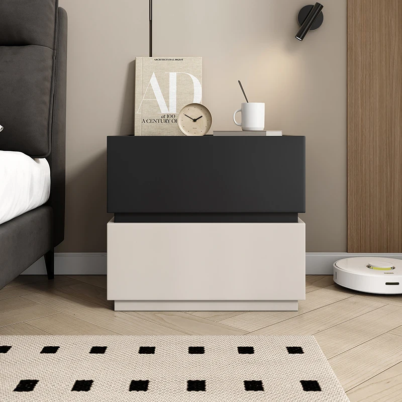 

Modern Luxury Bedside Table Storage Drawers Design Simple Aesthetic Nightstands Space Saving Mesita De Noche Bedroom Furniture