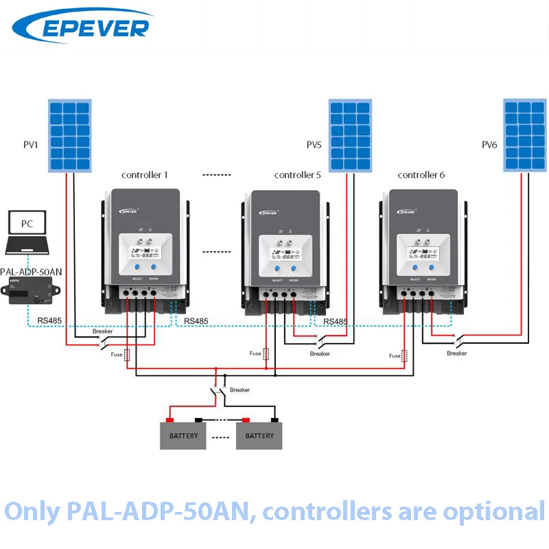 EPEVER Parallel Adapter Adjust Charging Current Of Multiple Controllers In parallel For TracerAN 50-100A Equalize Charge