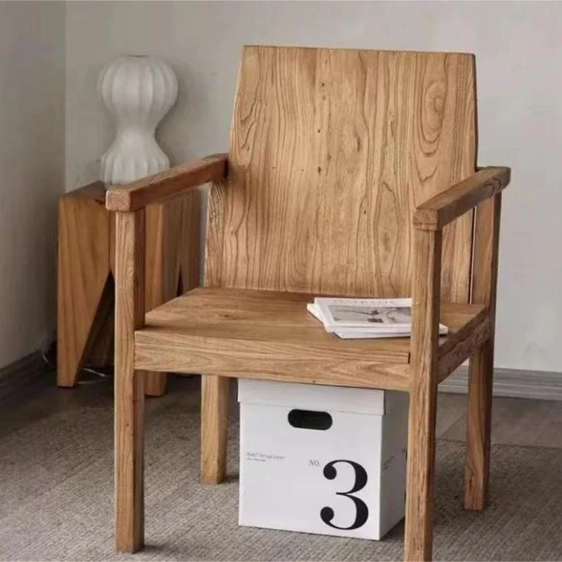 

Solid wood reclining chair sub retro living room furniture leisure office chair old elm dining chair