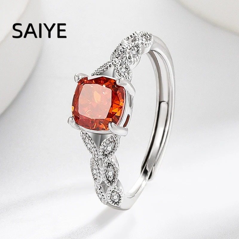 925 Sterling Silver Cushion Cut Gemstone Ring, Twisted Infinity Band with Sparkling Zirconia for Women, Fine Jewelry Gift