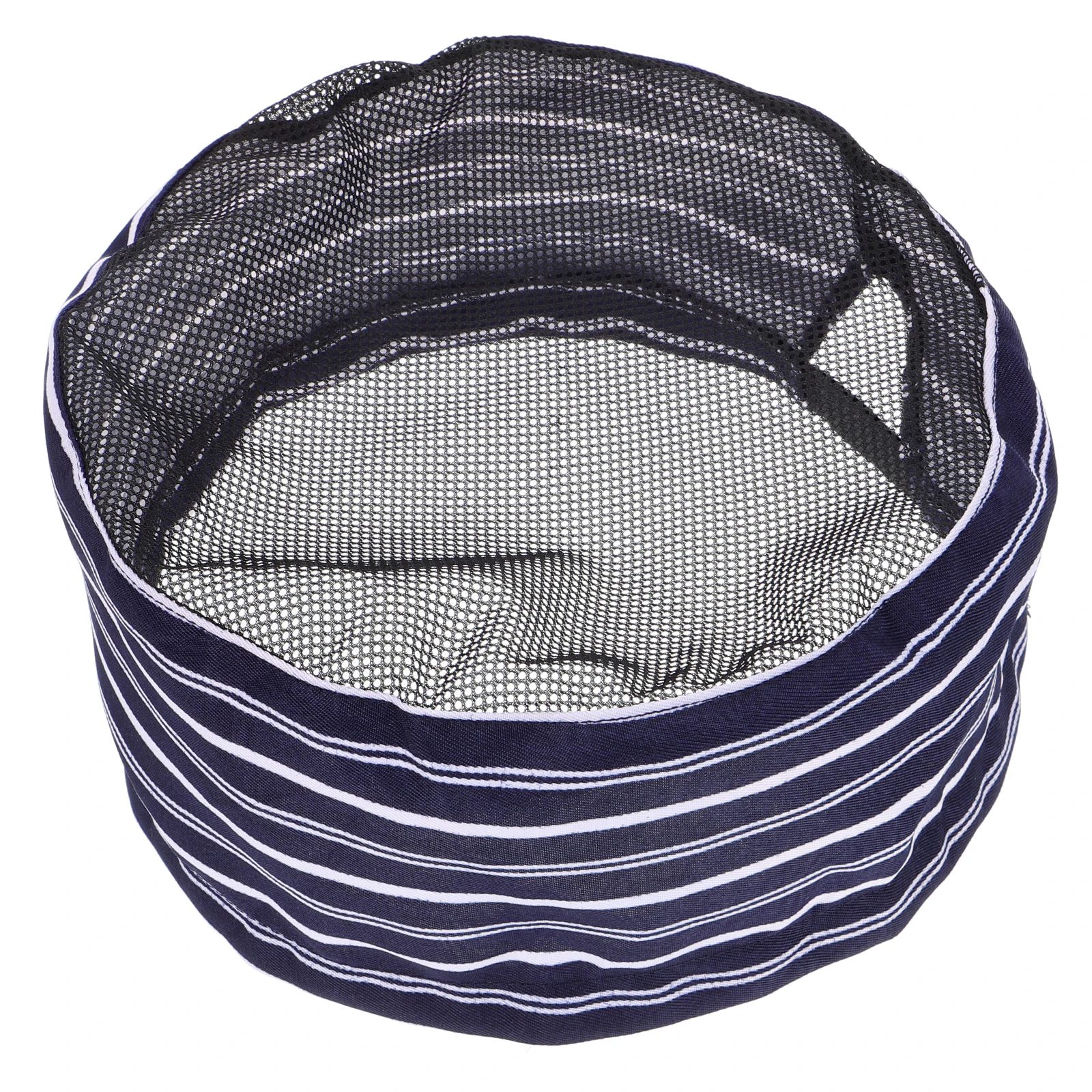 

Blue White Stripe Chef Hats for Men Women Kitchen Cooking Caps Breathable Mesh Top Adjustable Size Polyester Material Restaurant