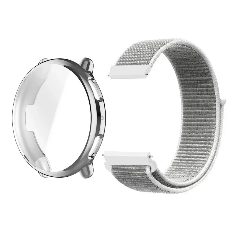 Pulseira de relógio de nylon de substituição e escudo de proteção TPU para Amazfit Active 2 Smartwatch Acessórios de pulseira