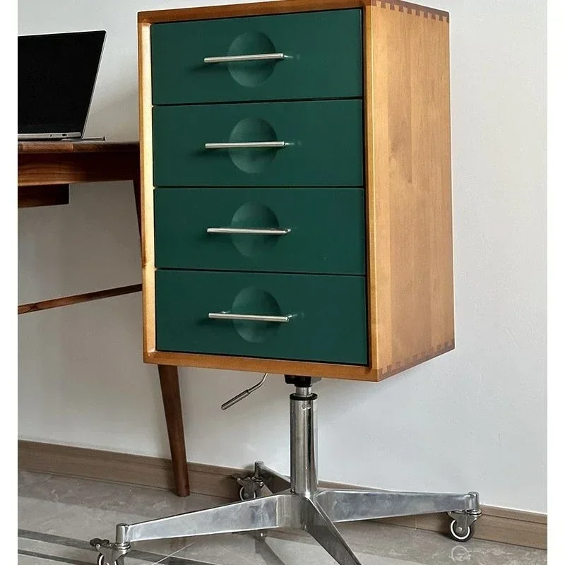 Mobile chest Liftable household bedroom storage cabinet Rotary drawer side cabinet Stainless steel storage cabinet