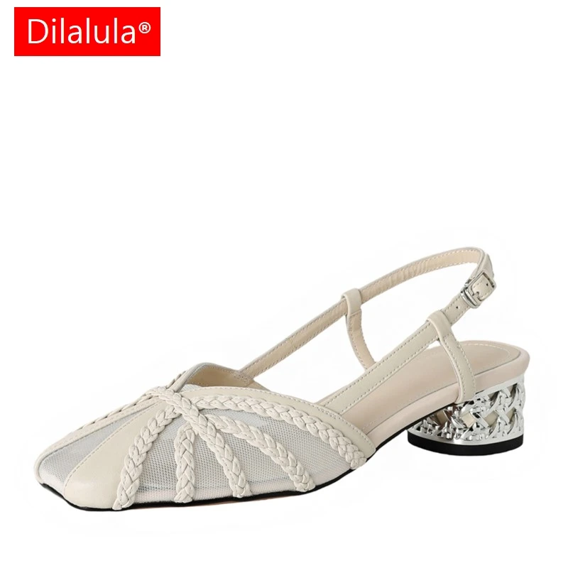 

Dilalula 2025, сетчатые сандалии из натуральной кожи, женские дышащие офисные женские сандалии с закрытым носком, женская модельная обувь для вечеринок