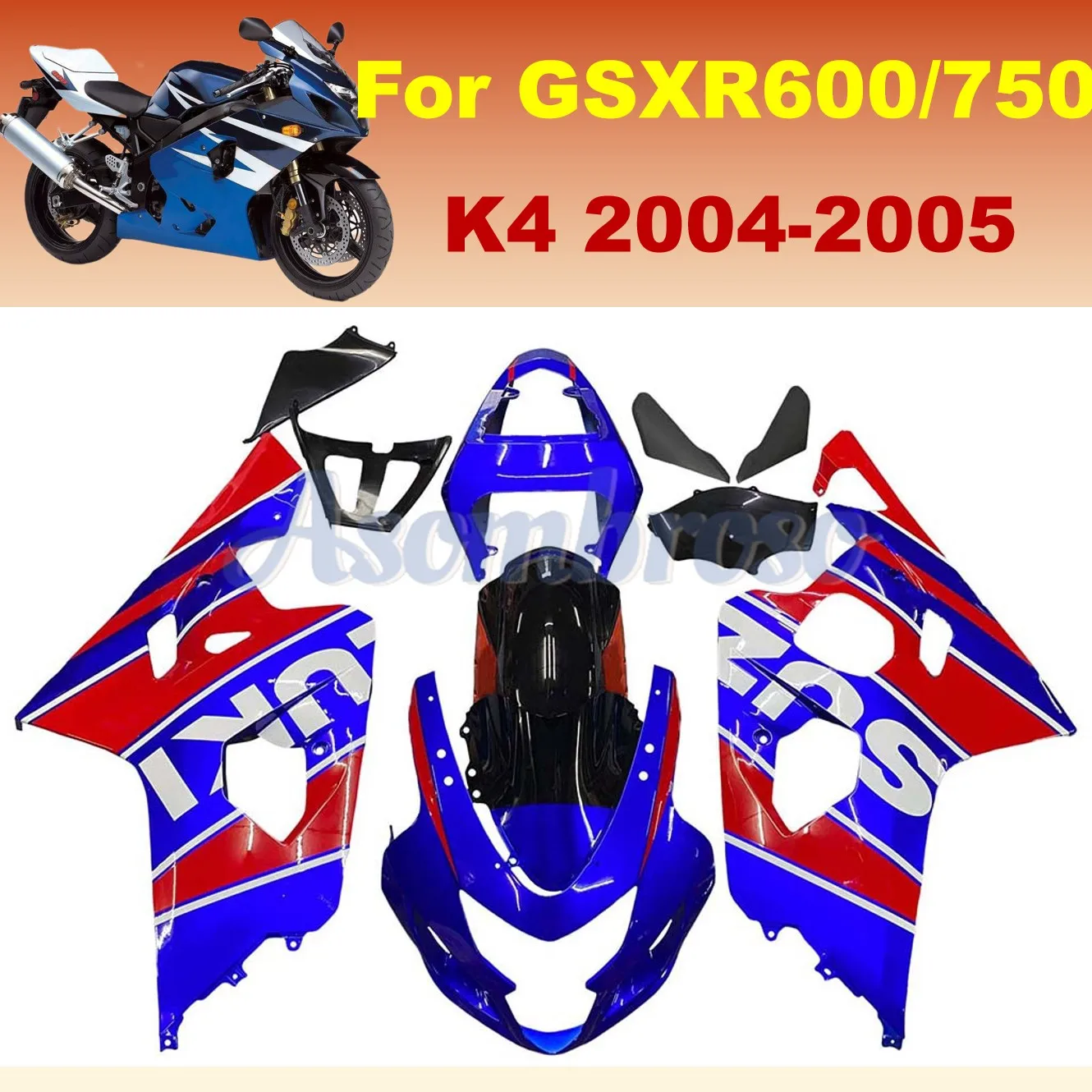 

Motorcycle Aftermarket Parts Fairings For GSX-R600 750 04 05 GSXR 600 2004 2005 K4 GSXR600 Wrecked Bike Rebuild Body fairing