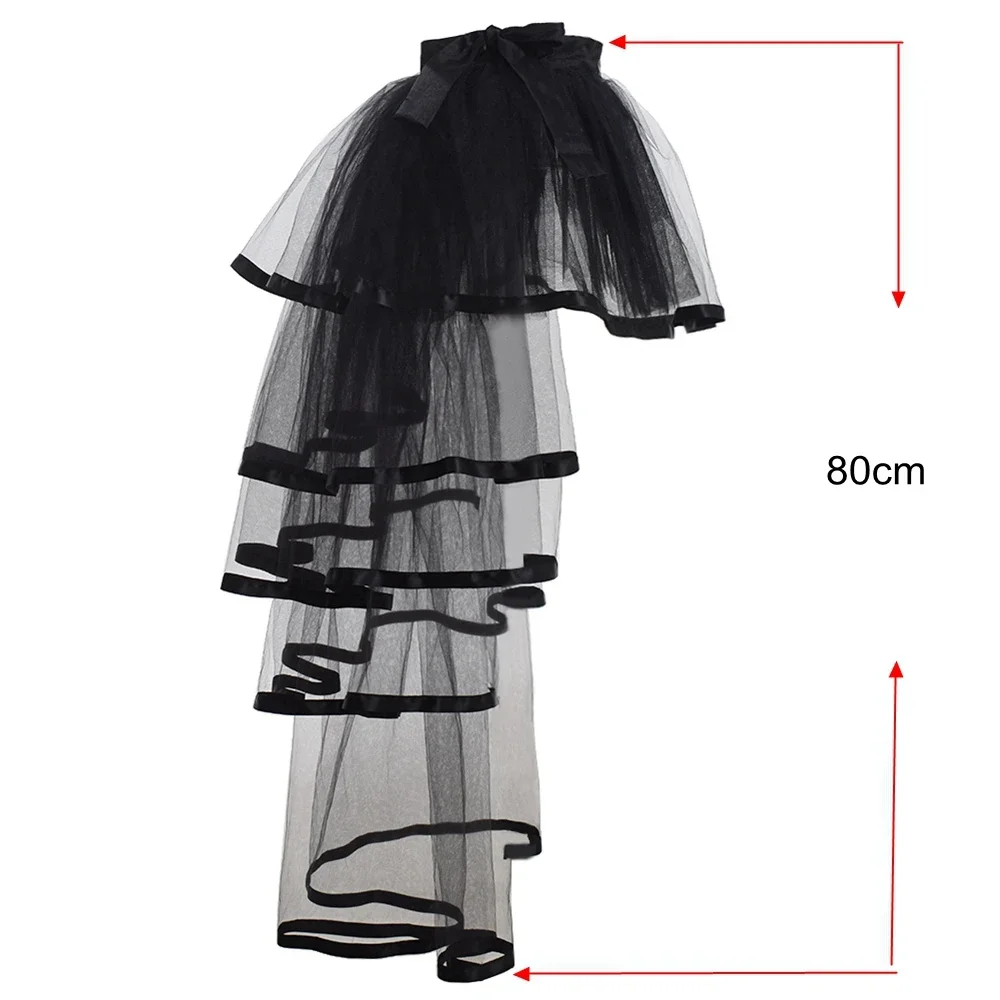 Women Mesh Tulle Bustle Skirt Steampunk Victorian Party Rockabilly Tutu Ruffle Tiered Skirts Dance Stage Performance Clubwear