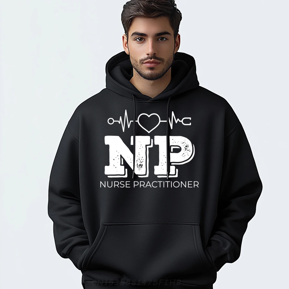 Nurse Practitioner Heartbeat Appreciation Grey Hoodie Graphic Tee Men's Hoodie 4th Of July Pullover