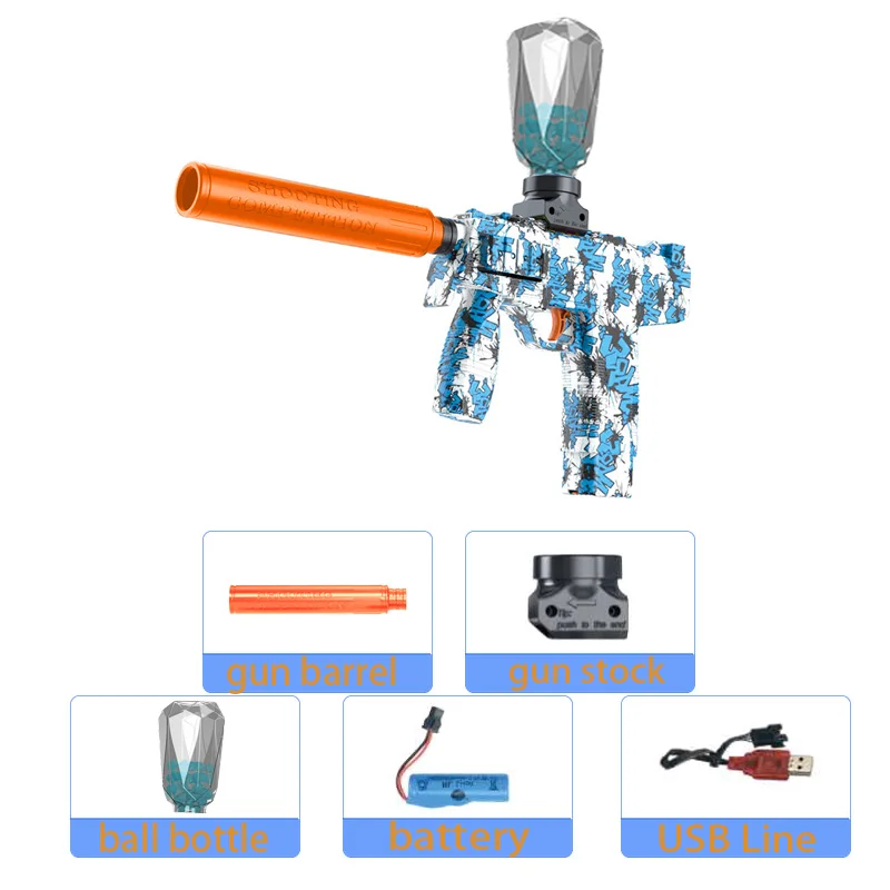 UZI بندقية لعبة الكرة الكهربائية الناسف مسدس اطلاق النار الرياضة لعبة في الهواء الطلق عالية السرعة قابلة للشحن لعبة تفاعلية لصبي الكبار هدية