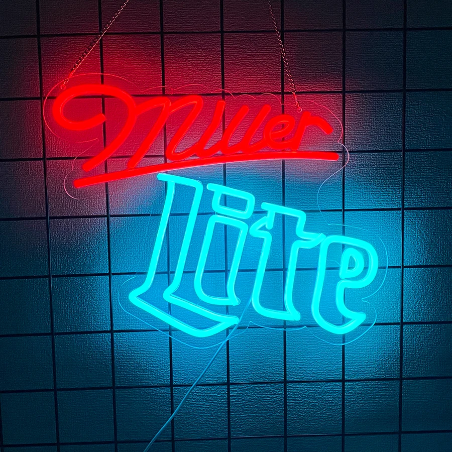 Miller Lite Led Neon Lights Are Used For Wall Decoration, Usb Power Supply With Switch, Men'S Caves, Bars, Christmas Decoration.