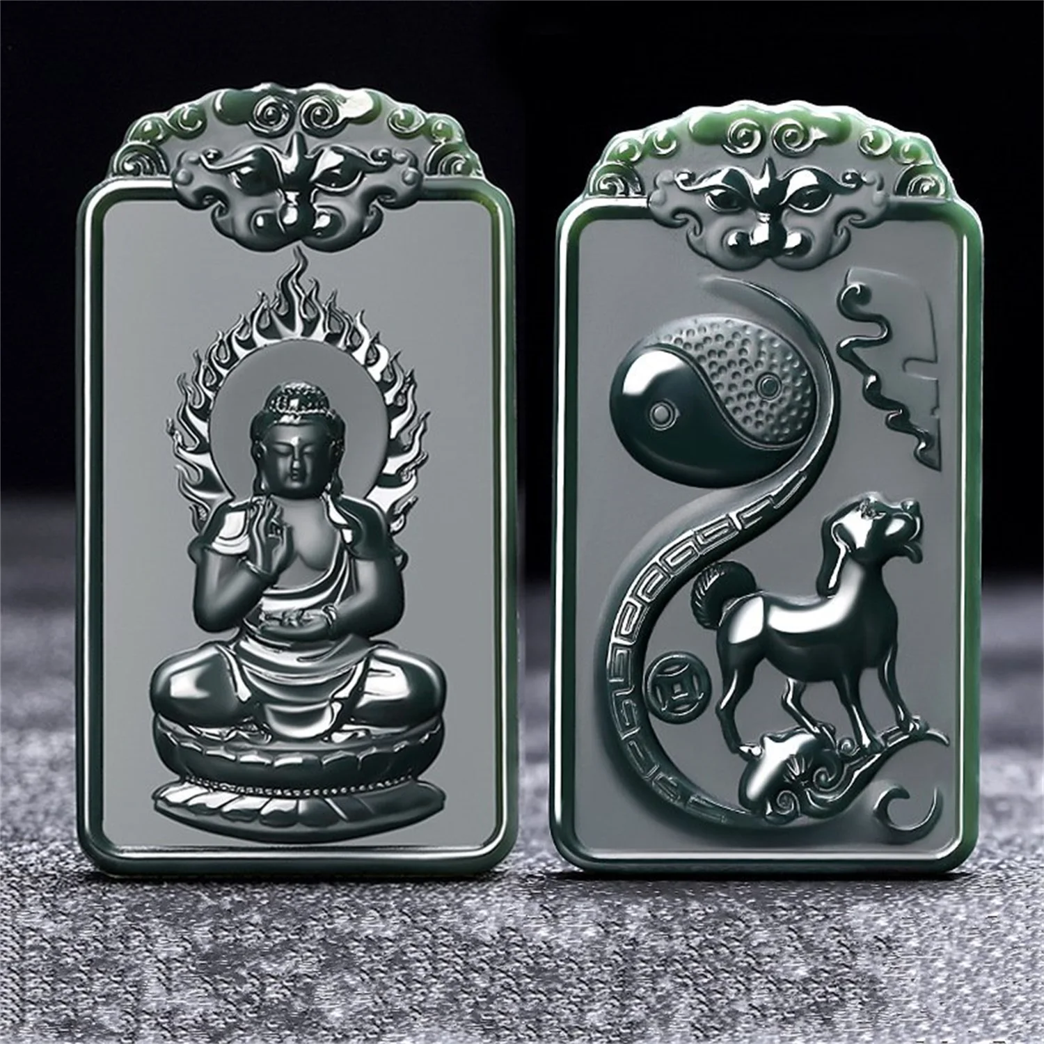 Natural Hetian Jade Zodiac Pendant Necklace Chinese Birth Year Guardian Amulet Hand Carved Jade Jewelry Gift Set for Men Women