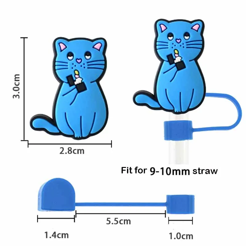 New Arrival Cute Cat Straw Cover Decoration Party Straw Topper Drink Spill Prevention Creative Accessories Dustproof Cup