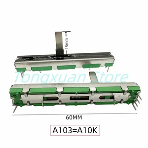 Máy trộn chiết áp trượt thẳng, điện trở thay đổi, A103, B103, 10K, OHM, 6Pins, Fader Kênh kép, 60mm, 5PCS 10 Sliding Fader bán hàng chính - №8