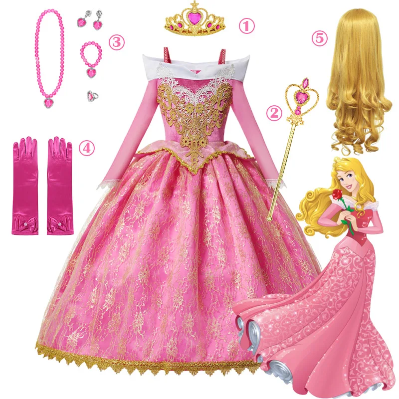 2025 nueva Bella Durmiente vestido de princesa Aurora de Disney vestido de princesa para fiesta de carnaval vestido de actuación de baile de princesa Aurora