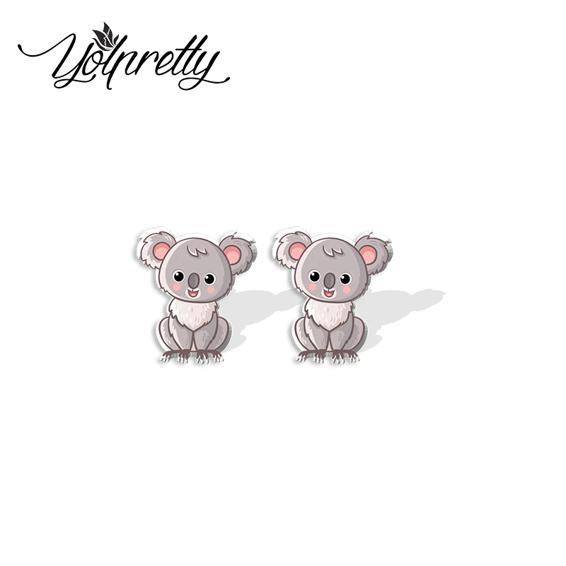 2022 New Arrival Fashion Cute Koala Mother and Baby Epoxy Stud Earrings Handcraft Acrylic Resin Earrings