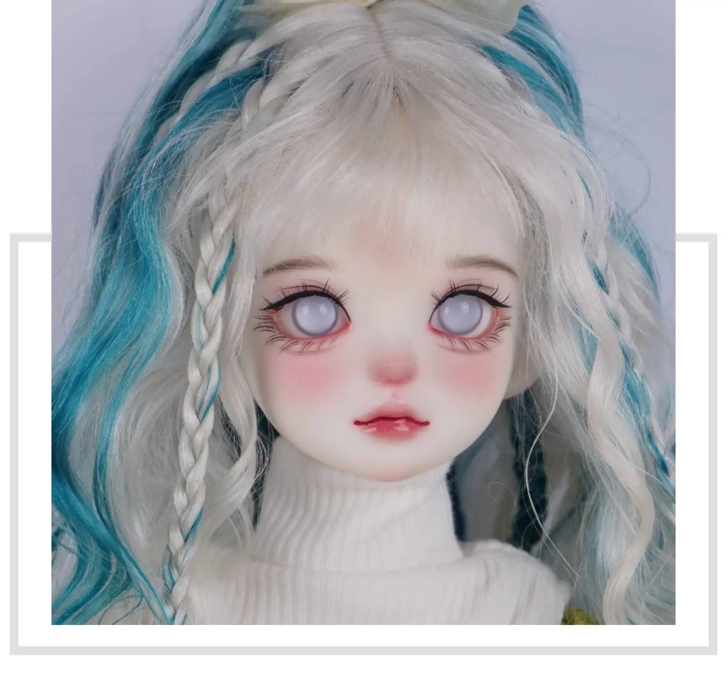 BJD Glass Eye Light Blue Without Pupils 6 Points For Pure Color Eyes OB11 Eyeball Quarter Blue 05