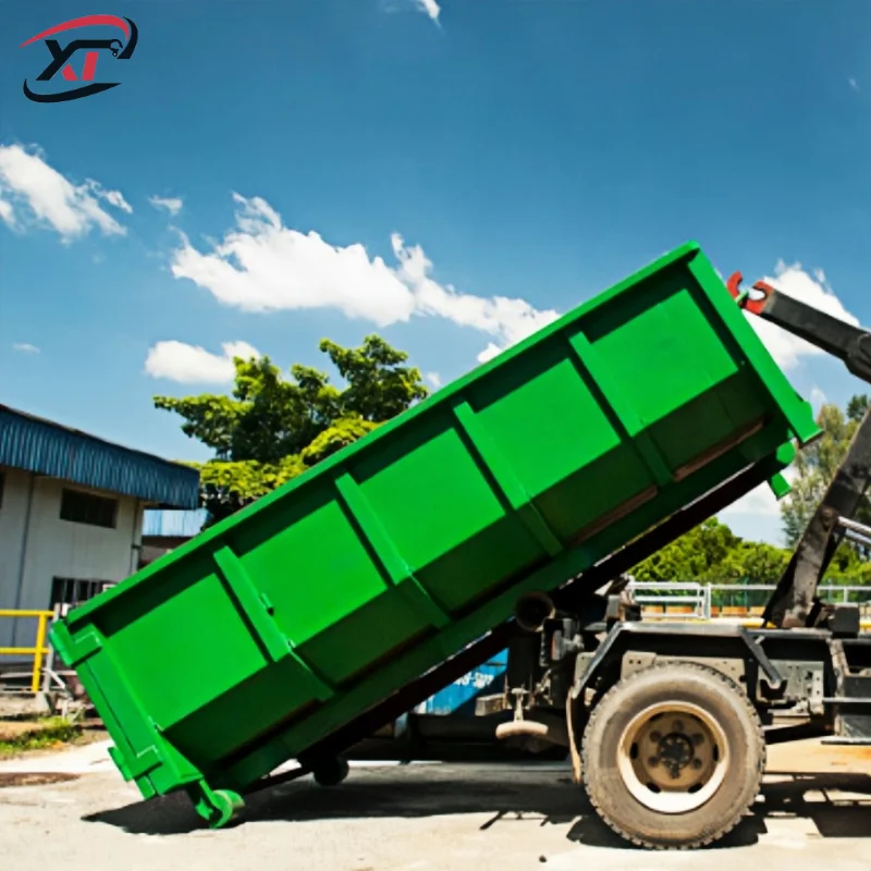 Rectangle Hook Lift Dumpsters OEM Industrial Iron Hook Type Waste Bin for Heavy Duty Metal Waste Collection Rolloffs