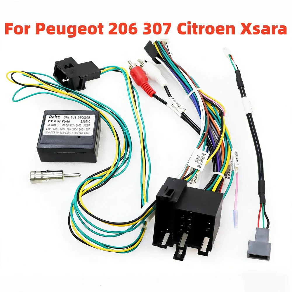 

Адаптер-переходник для автомобильной магнитолы Peugeot 206 307 Citroen Xsara C3, 16-контактный разъем, декодер Canbus, силовой кабель для Android