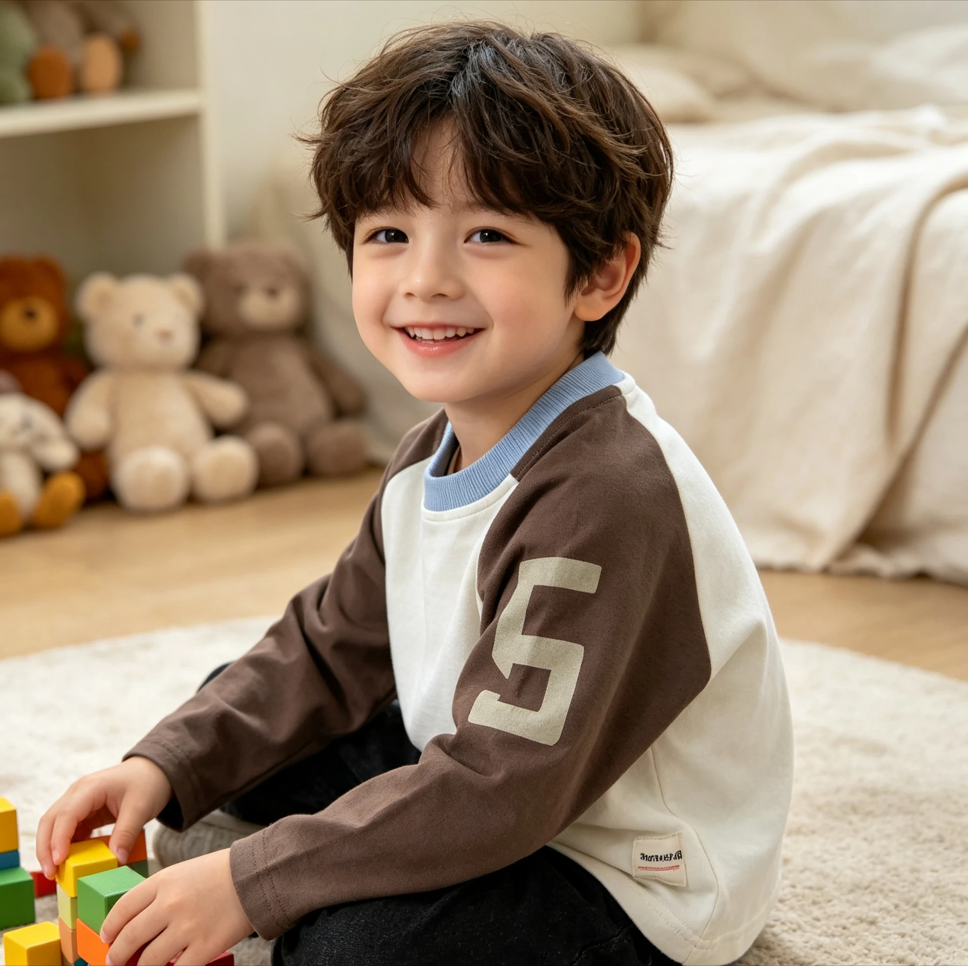 Boys and Girls Long Sleeve T-shirts Spring Autumn Patchwork Versatile Top 2026 New Children Clothing Korean Base Shirt