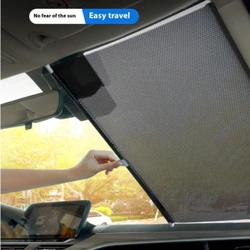 Car Windshield Sunshade Roller Blinds Auto Window Retractable Summer Protection Heat Insulation Curtain Front Rear Shading