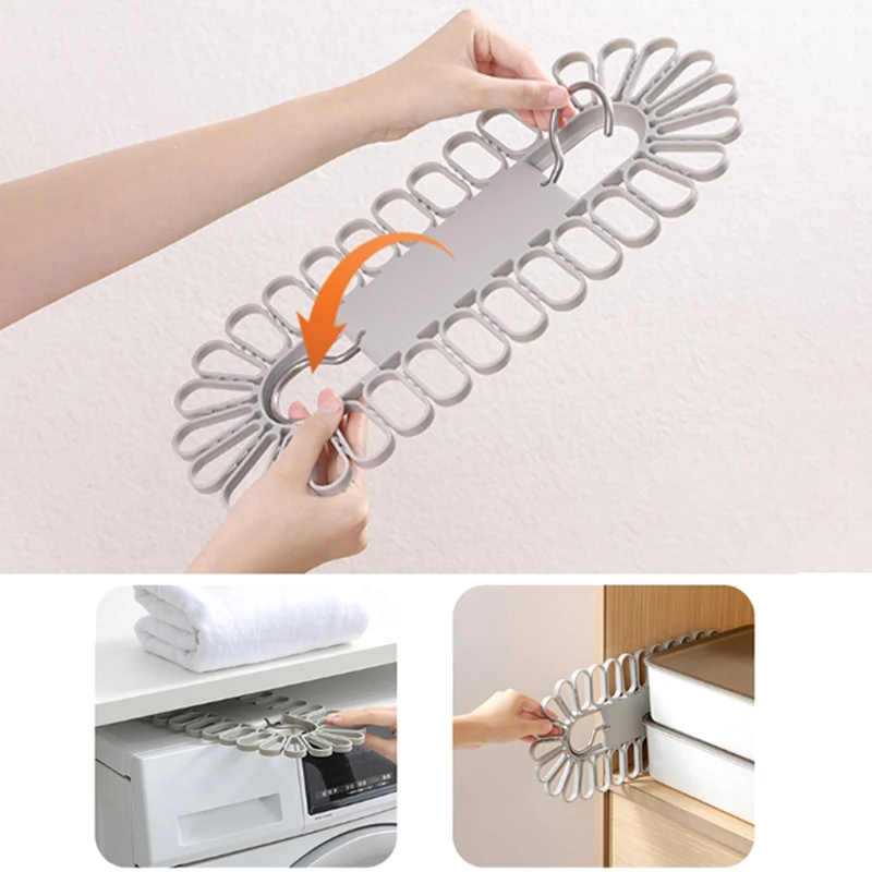 1/2 Stück Platzsparender, Langlebiger Faltbarer Socken-Trockenständer Multifunktionaler Kleiderbügel mit 32 Clips Stabiler Unterwäsche-Aufhängeclip