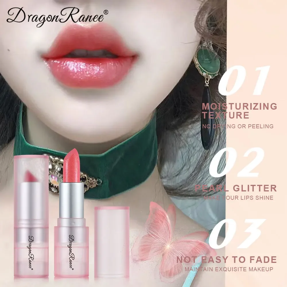 

New 6 Color Pearly Lipstick Glitter Shine Luster Moisturizing Waterproof Long Lasting Non Stick Cup Popular Lipstick Makeup 3.5g