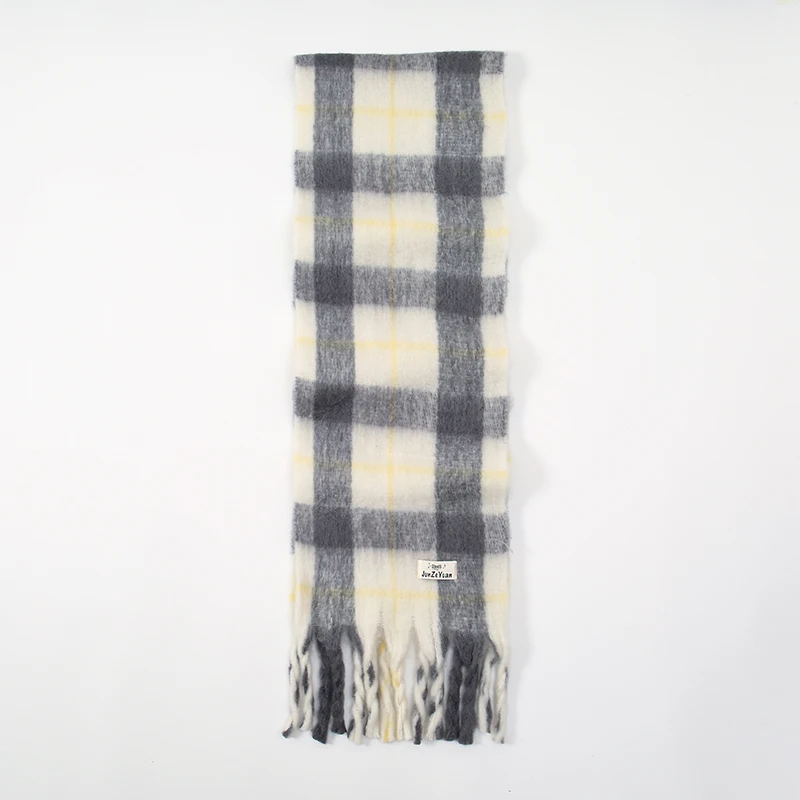 Fashion Knitted Cashmere Scarf Tassel Shawl Wrap Woman Plaid Stripe Winter Scarf Thick Pashmina Warm Blanket Stoles Head Scarf