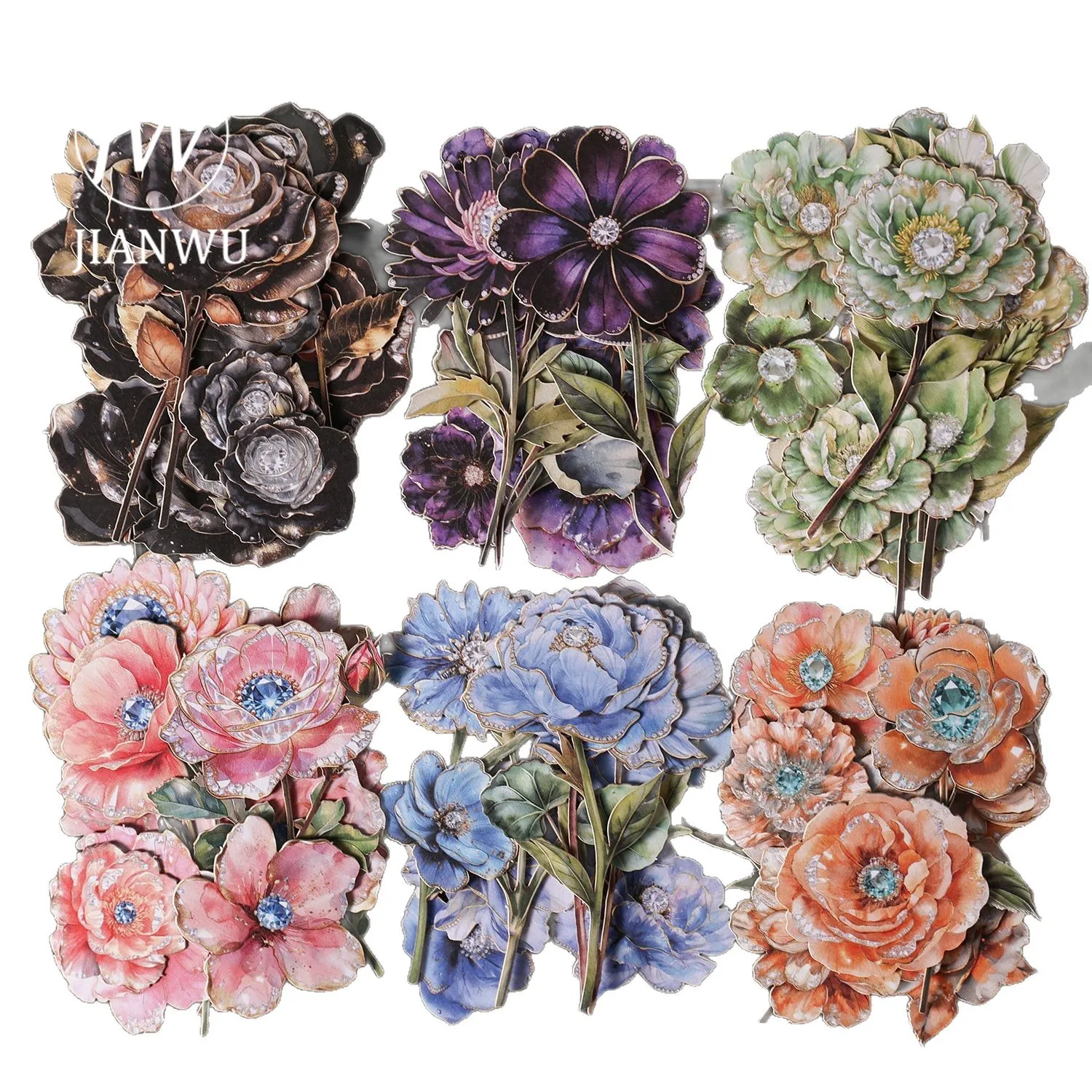 JIANWU Flower Shadow Fantasy Series Vintage Floral Landscape Material Collage Scrapbooking Sticker Creative Journal Stationery view 5