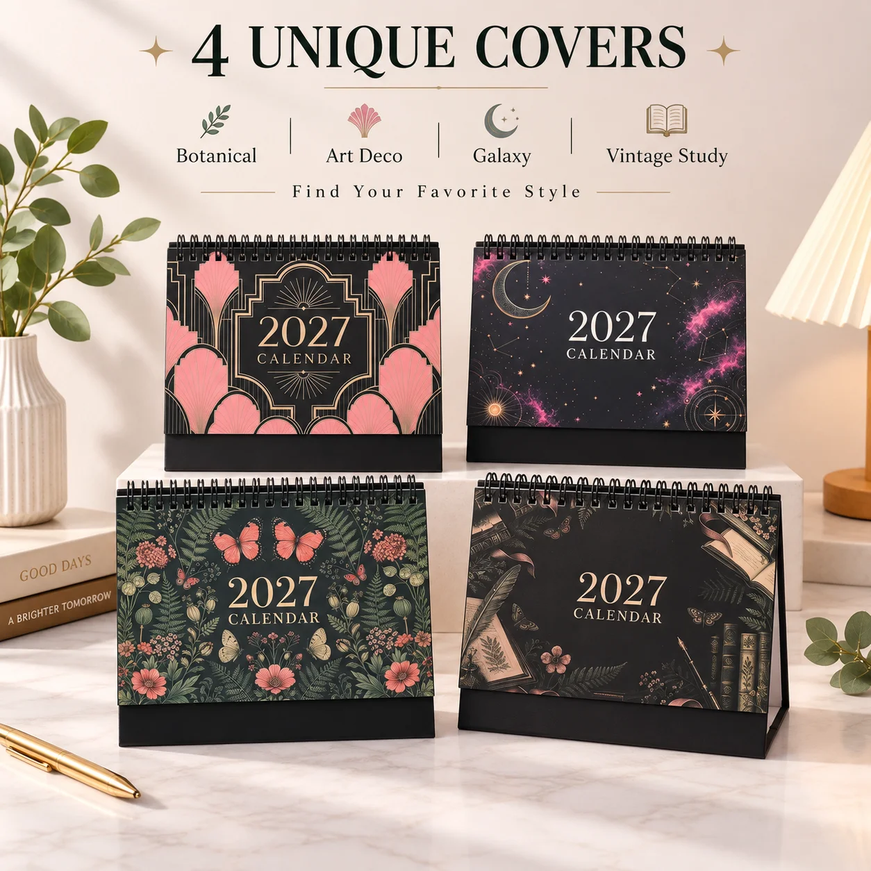 Home Decor Organizer - 2027 Standing Desk Calendar Spiral Monthly