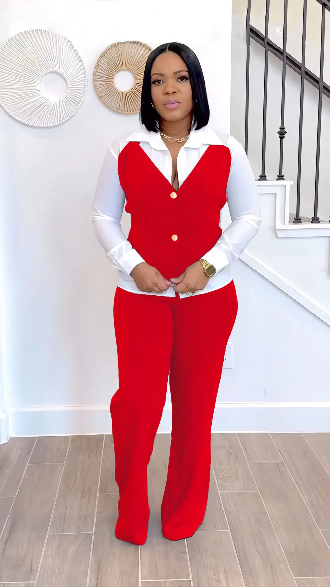 Causal Two 2 Piece Sets Outfits Tracksuit Women's Set Long Sleeve Vest Shirt and Wide Leg Sweatpants