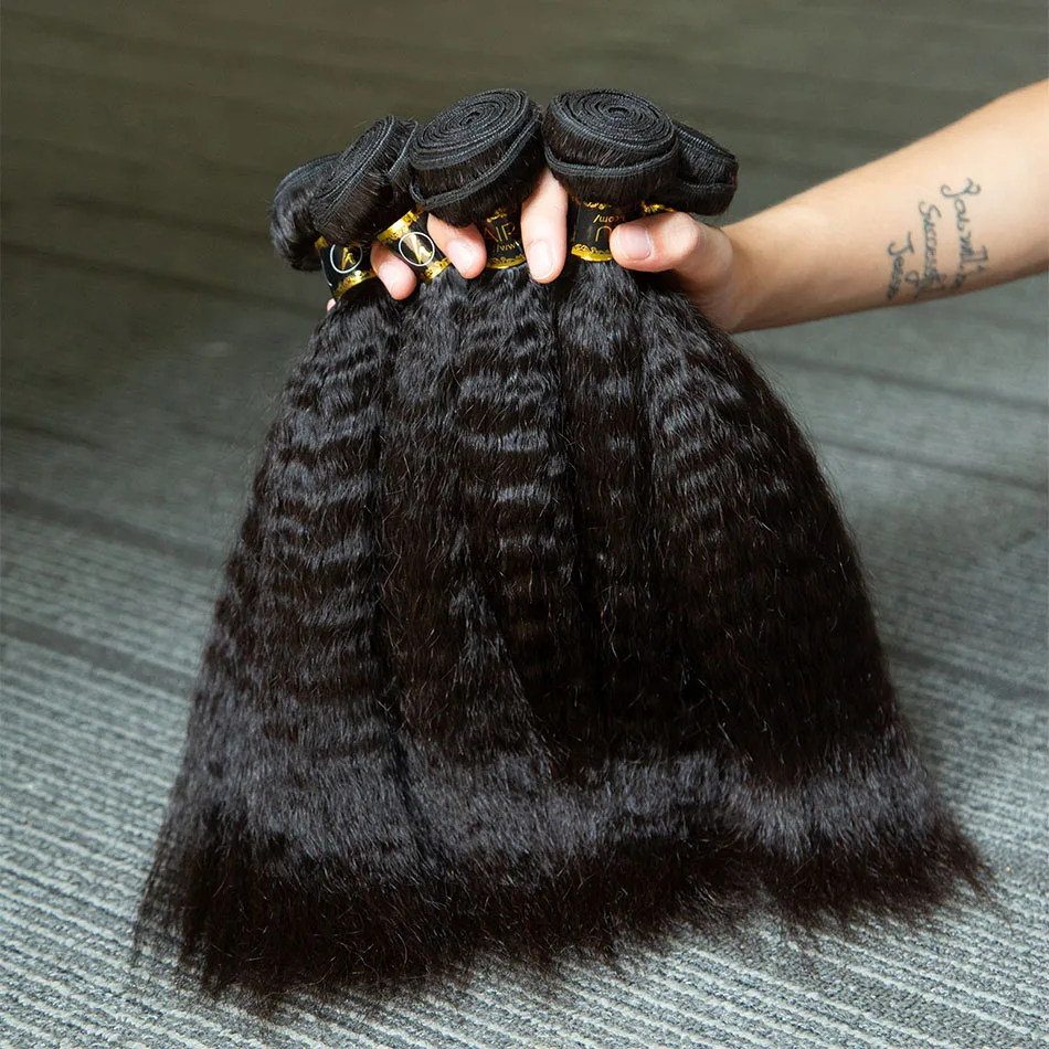 

28 30 Inch Kinky Straight Human Hair Bundles 100% Human Hair Unprocessed Raw Bundle 15A Remy Double Weft Extensions On Sale