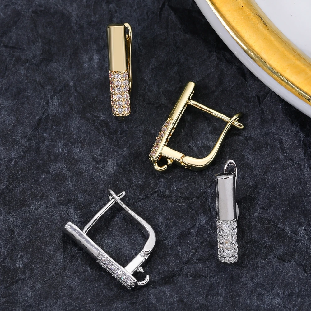 Juya DIY Women's Earring Making 18K Gold Silver Plated Basic Antiallergic Fixtures Ear Wire Fastener Hooks Accessories Supplies image 5