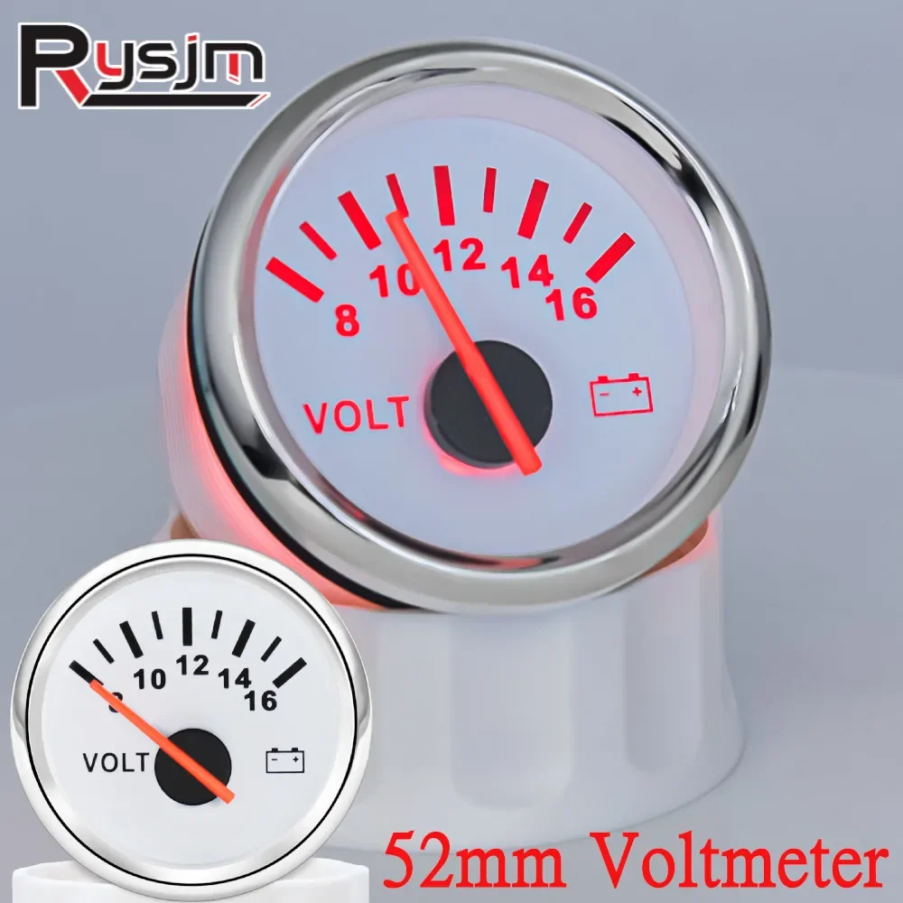 HD 52mm Car Voltmeter Marine Auto volt meter 8-16V 16-32V Voltage Gauge With Red Backlight For Motorcycle Car Boat