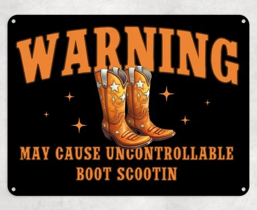 Warning Boot Scooting Metal Poster Wall Sign Man Cave Shed Bar Pub Bedroom --Tin Sign